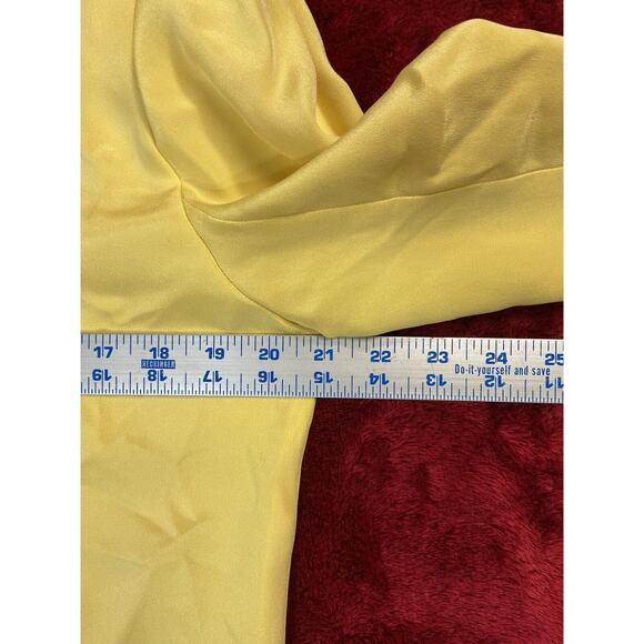 Vintage Due Per Due S 12 %100 Silk Yellow Blouse Long Sleeve Shirt Waitress 80s - Picture 10 of 10